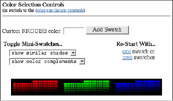 color selection control panel