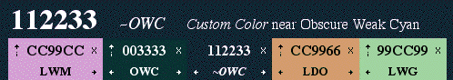 swatch table header, with non-web-safe color selected